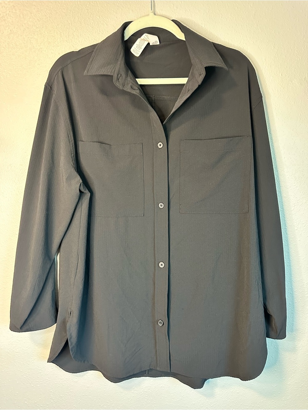 Alo Yoga Black Dreamscape Button Down Long Sleeve Oversized Shirt